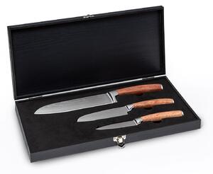 Klarstein Kishiko, set de cuțite, oțel de damasc, 3 bucăți, foarte ascuțite, mânere din lemn de trandafir
