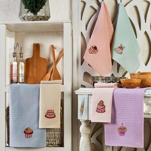 Set 6 prosoape de bucatarie cu broderie cu prajituri, 40x60cm, Eponj Home, Cake
