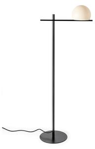 Circ - Lampă de podea neagră cu abajur alb din sticlă