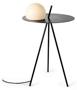 Circ - Lampă de podea neagră tip masă cu glob alb