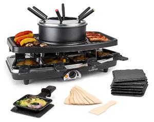Klarstein Entrecote 2 în 1, grătar Raclette și fondue, Piatră naturală, 1100 W, 8 persoane, Pernuțe
