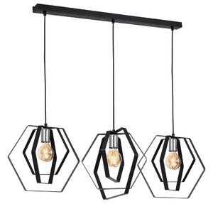 Lustră pe cablu HEXAGON 3xE27/60W/230V negru/crom