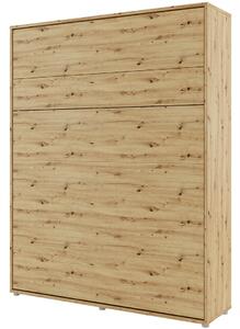 Pat rabatabil pe perete, cu mecanism pneumatic si somiera inclusa, Bed Concept Vertical Stejar Artisan, 200 x 160 cm