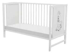 Patut din lemn masiv 120x60 cm Bria alb, include protectie impermeabila si set lenjerie matlasata 5 piese Kidizi
