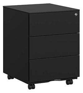 Dulap de birou cu sertare, rulant, cu 3 sertare, negru 55x45x39cm