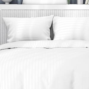 Goldea lenjerie de pat din damasc cu dungi - alb 140 x 200 și 70 x 90 cm