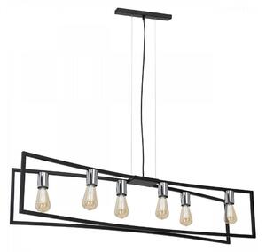 Lustră pe cablu TUNJA 6xE27/60W/230V neagră/crom