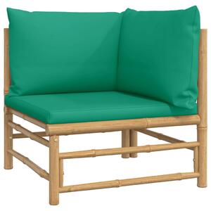 Canapea de colț pentru grădină, perne verzi, bambus