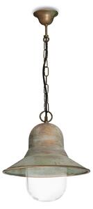 Moretti Luce Lampă suspendată pentru exterior Campanula 2094, alamă antică, Ø 29 cm, IP44, reglabil, Bronz / Alamă Veche, Alamă, Antichitate