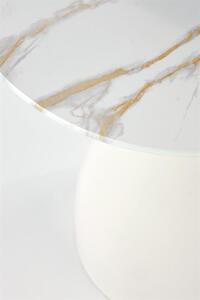 Masa de cafea din sticla si metal, Patrizia Marmura / Alb, Ø40xH52 cm