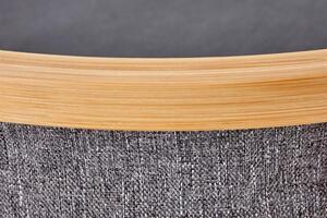 Masa de cafea din lemn, bambus si material textil, Emanuel Gri / Natural, Ø47xH48 cm