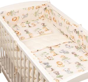 Set lenjerie matlasata 5 piese Kidizi Baby Animals, include perna, plapumioara, aparatoare si cearceaf