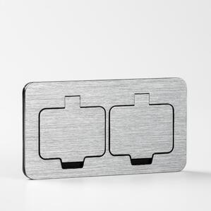 Brilagi - Priză dublă încastrabilă pentru bucătărie INBOX IP55, crom mat, formă dreptunghiulară