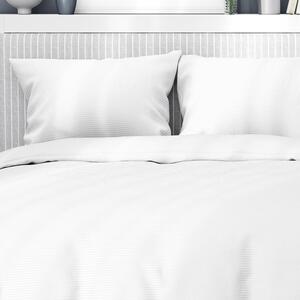 Goldea lenjerie de pat din damasc cu dungi 4mm - alb 140 x 220 și 70 x 90 cm