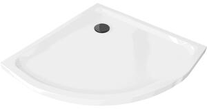 Mexen Flat cadă de duș semirotundă slim 80 x 80 cm, albă, sifon negru - 41108080B