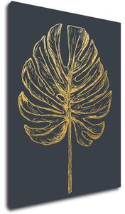Impresi Tablou Golden leaf dark background - 70 x 90 cm