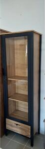 PRODUS RESIGILAT - Vitrina LOFT, stejar wotan/negru, PAL/sticla, 62x39