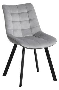 Scaun tapitat MEL, gri deschis/negru, stofa catifelata/metal, 47x56x84