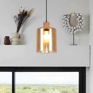 COREP Lampă suspendată Giovanni, culoare chihlimbar/natur, Ø 18 cm, sticlă, reglabil, Bej, Camera de zi / sufragerie, Sticlă, Modern