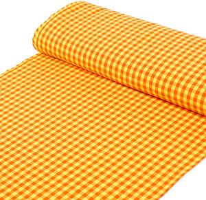 Goldea țesătură kanafas 100% bumbac - carouri mici în galben-portocaliu 150 cm