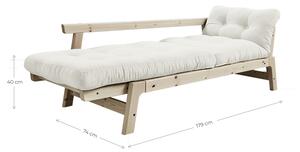 Canapea Extensibila 2 locuri, stofa si cadru lemn de pin, Step Natural Linen, l158xA74xH70 cm
