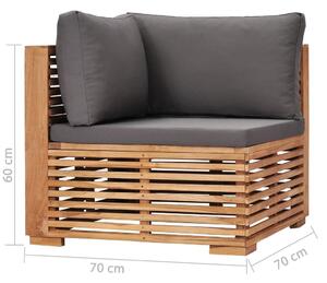 Canapea modulara pentru gradina / terasa, 2 locuri, Miriam Natural / Gri Inchis, l140xA70xH60 cm