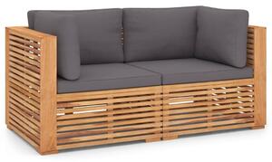 Canapea modulara pentru gradina / terasa, 2 locuri, Miriam Natural / Gri Inchis, l140xA70xH60 cm