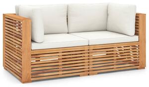 Canapea modulara pentru gradina / terasa, 2 locuri, Miriam Natural / Crem, l140xA70xH60 cm