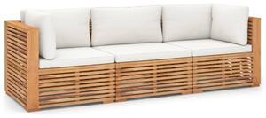 Canapea modulara pentru gradina / terasa, 3 locuri, Kurtis Natural / Crem, l210xA70xH60 cm