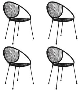 Set masa de gradina / terasa din sticla si otel, Morris Negru + 4 scaune de gradina din ratan PVC si otel, Hanna Negru, L150xl80xH74 cm