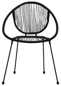 Set masa de gradina / terasa din sticla si otel, Morris Negru + 4 scaune de gradina din ratan PVC si otel, Hanna Negru, L150xl80xH74 cm
