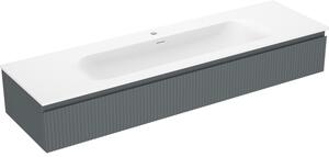 Mexen Rivel, mobilier baie 160 cm cu lavoar Vela, 1 sertar, canelat, grafit mat/alb mat, 91A20-16023-1-BF66-W23M0