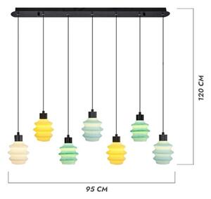 Suspensie LED pe cablu CACTUS 7xLED/2,8W/230V 3000K verde/galben/alb