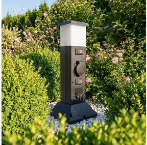Brilagi - Lampă de exterior cu 2 prize SCHUKO, soclu 1xE14/15W/230V, IP44, neagră