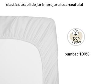 Set 2 cearceafuri din bumbac cu elastic roata pentru patut 120x60 cm Kidizi Galaxy Grey White