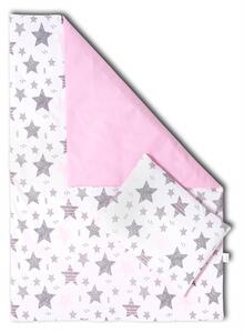 Set perna bebelus si plapumioara 100x75 cm din bumbac Kidizi Pink Stars