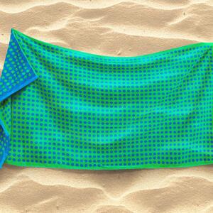 Goldea prosop de plajă frotir buline - verde-albastru 90x180 cm 90 x 180 cm