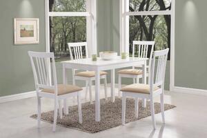 Set masa din MDF si lemn Fiord White + 4 scaune CD-63 White / Beige, L110xl70xH74 cm