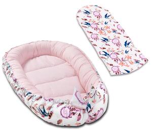 Cosulet dormit bebelusi Kidizi Baby Nest + salteluta impermeabila detasabila Swallows