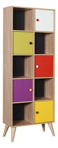 Biblioteca Adore Rainbow, 10 rafturi, Multicolor - Sonoma, 67x185x30 Cm