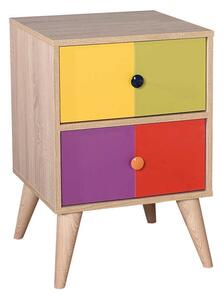 Noptiera Adore Base, 2 sertare, Rainbow Multicolor, 44 x 66 x 44 cm