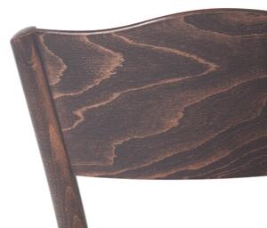 Scaun din lemn de fag, tapitat cu piele ecologica Dejavu 054 Brown, l43xA50xH90 cm