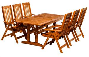 Set mobilier gradina pliabil EVA lemn cu masa extensibil 160/210x80x73 culoare teak