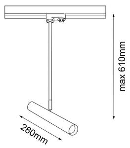 Lustră pe tijă pentru sistem pe șină AKADI 1xGU10-MR11/15W/230V Amplex 8881