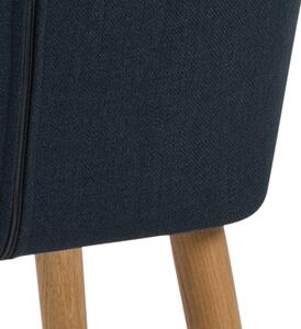 Scaun tapitat cu stofa si picioare din lemn Nora Albastru Inchis / Stejar, l58xA58xH84 cm