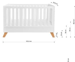 Patut bebe lemn/MDF Hoppa basic stil scandinav alb 120 x 60 cm