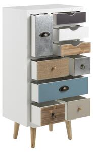 Cabinet din MDF si lemn, cu 9 sertare Thais Multicolor, l48xA32xH98 cm