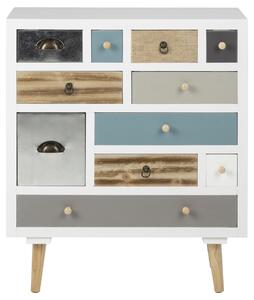 Cabinet din lemn si MDF, cu 11 sertare Thais Multicolor, l70xA32xH81 cm