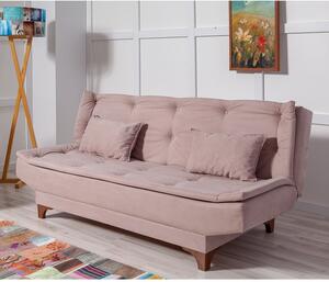 Canapea extensibila cu 3 Locuri Kelebek, Roz deschis, 190 x 85 x 85 cm