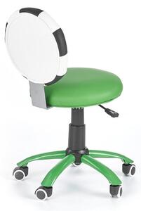 Scaun de birou pentru copii tapitat cu piele ecologica, Soccer Verde, l39xA52xH75-85 cm